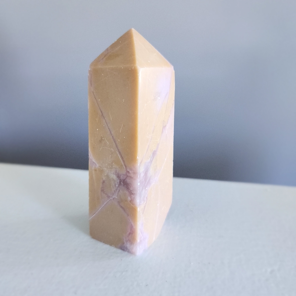 Oxidized pink opal tower - peach & pink crystal point